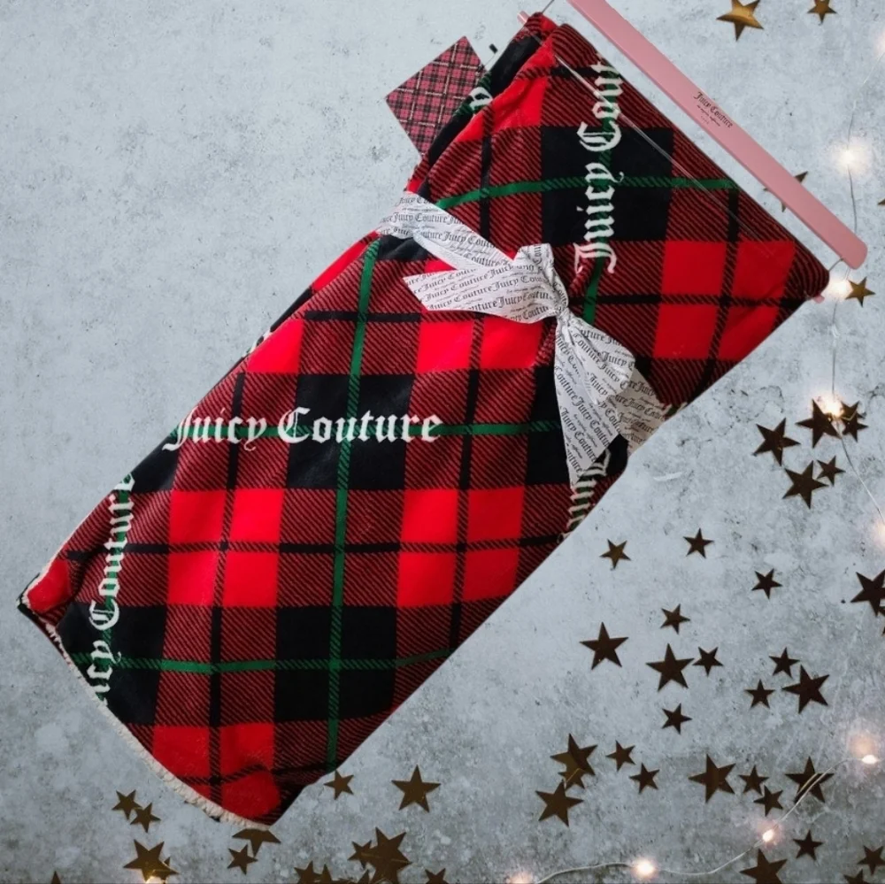 NEW JC Juicy Couture Plaid Sherpa Throw Blanket NWT